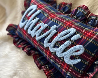 Custom Name Decorative Pillow for Boy, Personalized Cushion, Baby Shower Gift, Kids Room Decor, Preppy Home Accent, Xmas Holiday Gift