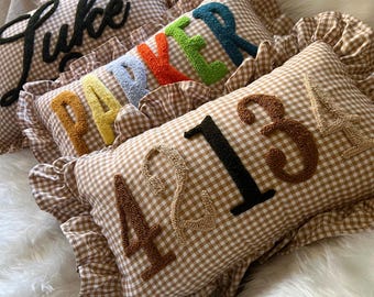 Personalized Baby Name Pillow, Custom Nursery Decor Accent, Kids Room Preppy Style, Toddler Gift, Baby Shower Gift, Home Decor Gift Pillow