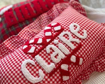Custom Name Holiday Pillow, Baby Girl Holiday Decor, Holly Jolly Name Pillow, Xmas Gift for Home Decor, Personalized Baby Christmas Gift