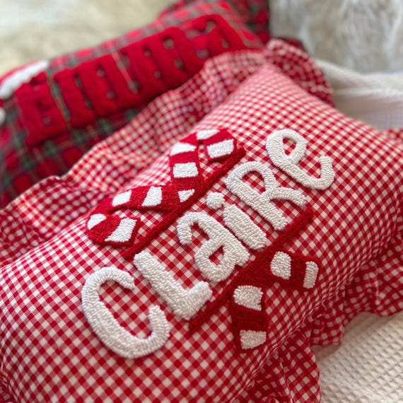 Custom Name Holiday Pillow, Baby Girl Holiday Decor, Holly Jolly Name Pillow, Xmas Gift for Home Decor, Personalized Baby Christmas Gift