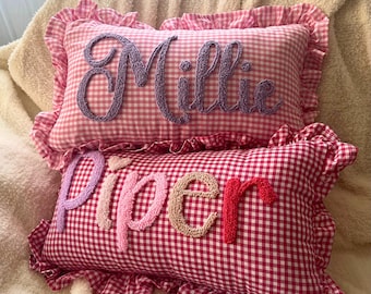 Personalized Name Punch Needle Decor, Baby Room Gift, Custom Name Pillow Cover, Baby Girl Shower Gift, Nursery Room Accent, Newborn Gift