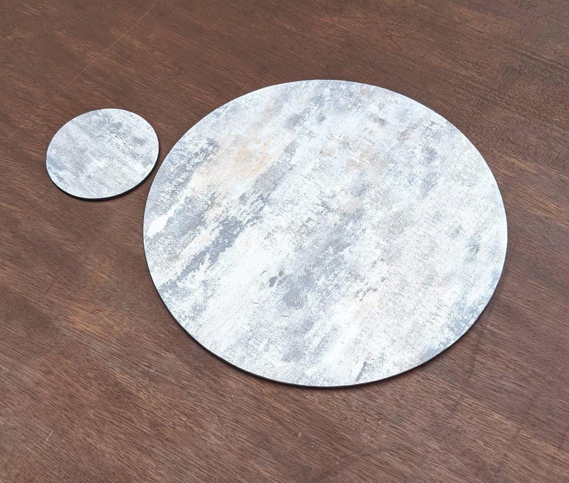 Grey Placemats Round Placemats Textured Stone Effect Placemats Etsy UK