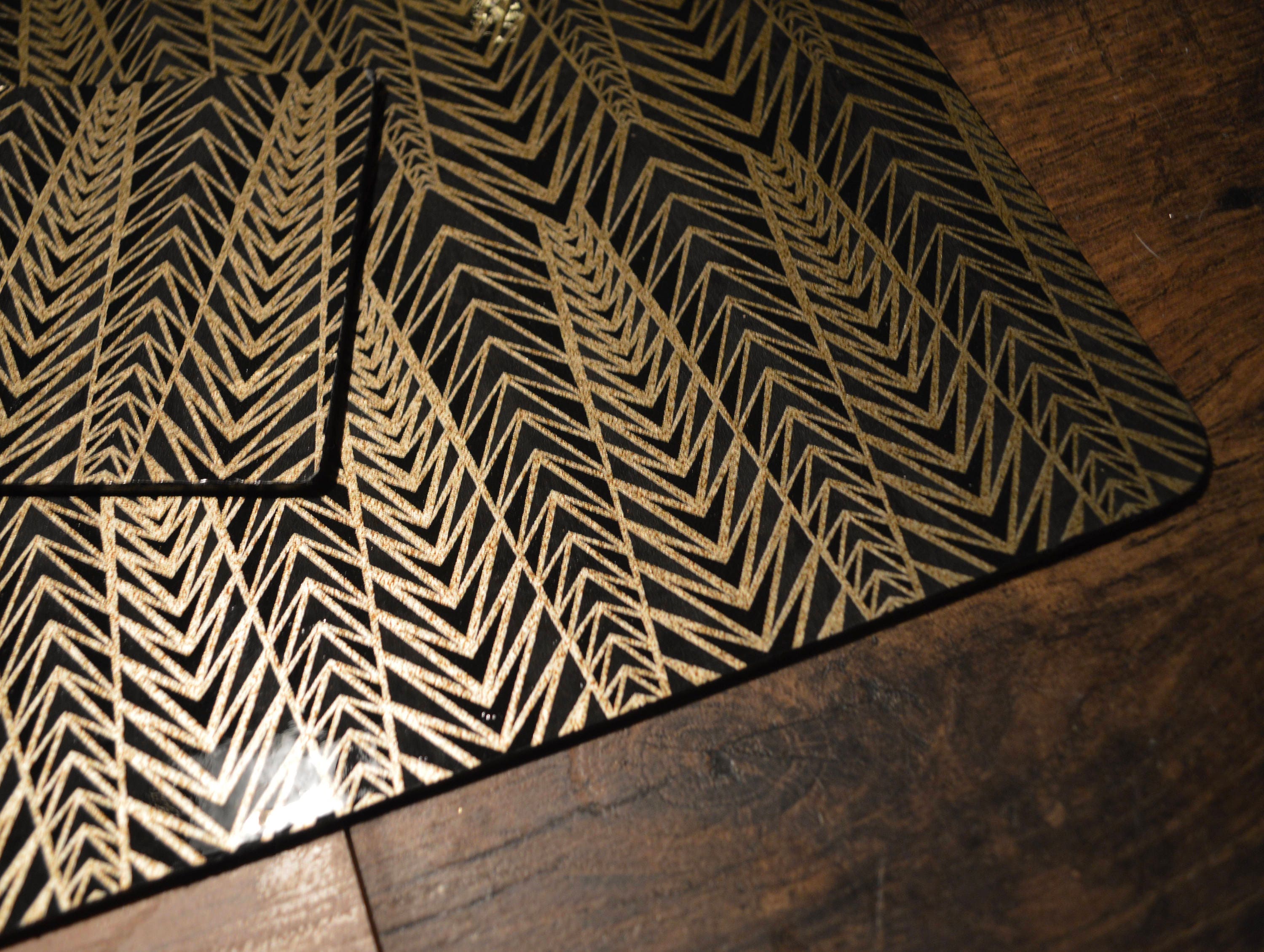 Luxury Black Gold Placemats Rectangle 1920's Gatsby Etsy