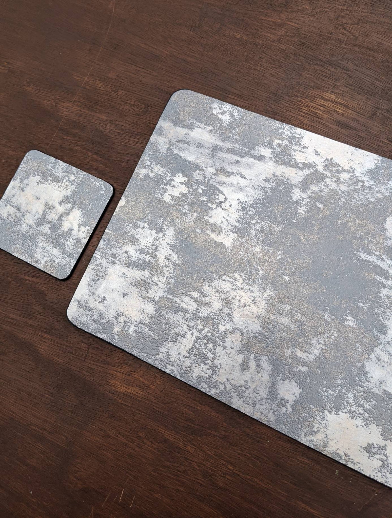 Silver Placemats Rectangle Placemats Textured Stone Effect Etsy