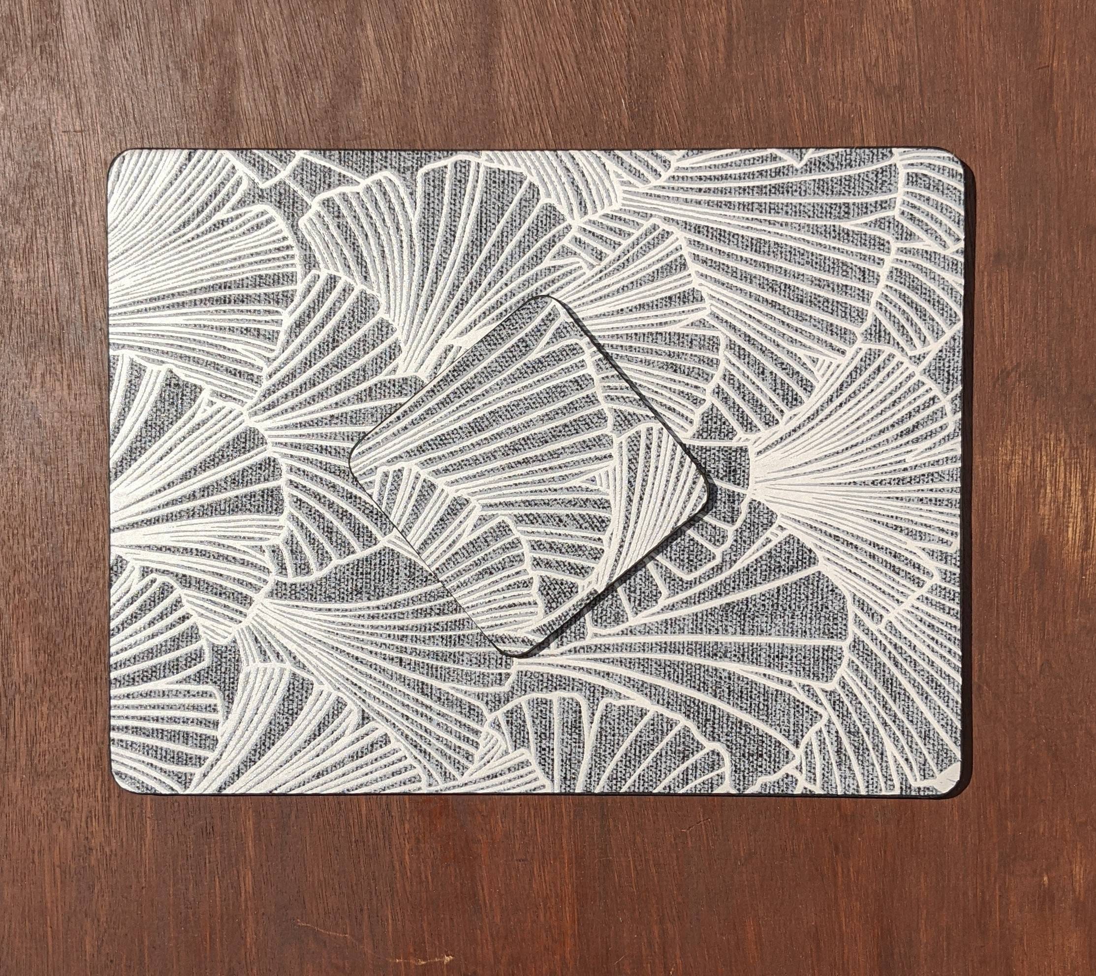 Luxury Grey White Art Deco Fan Print Placemats Rectangle Etsy