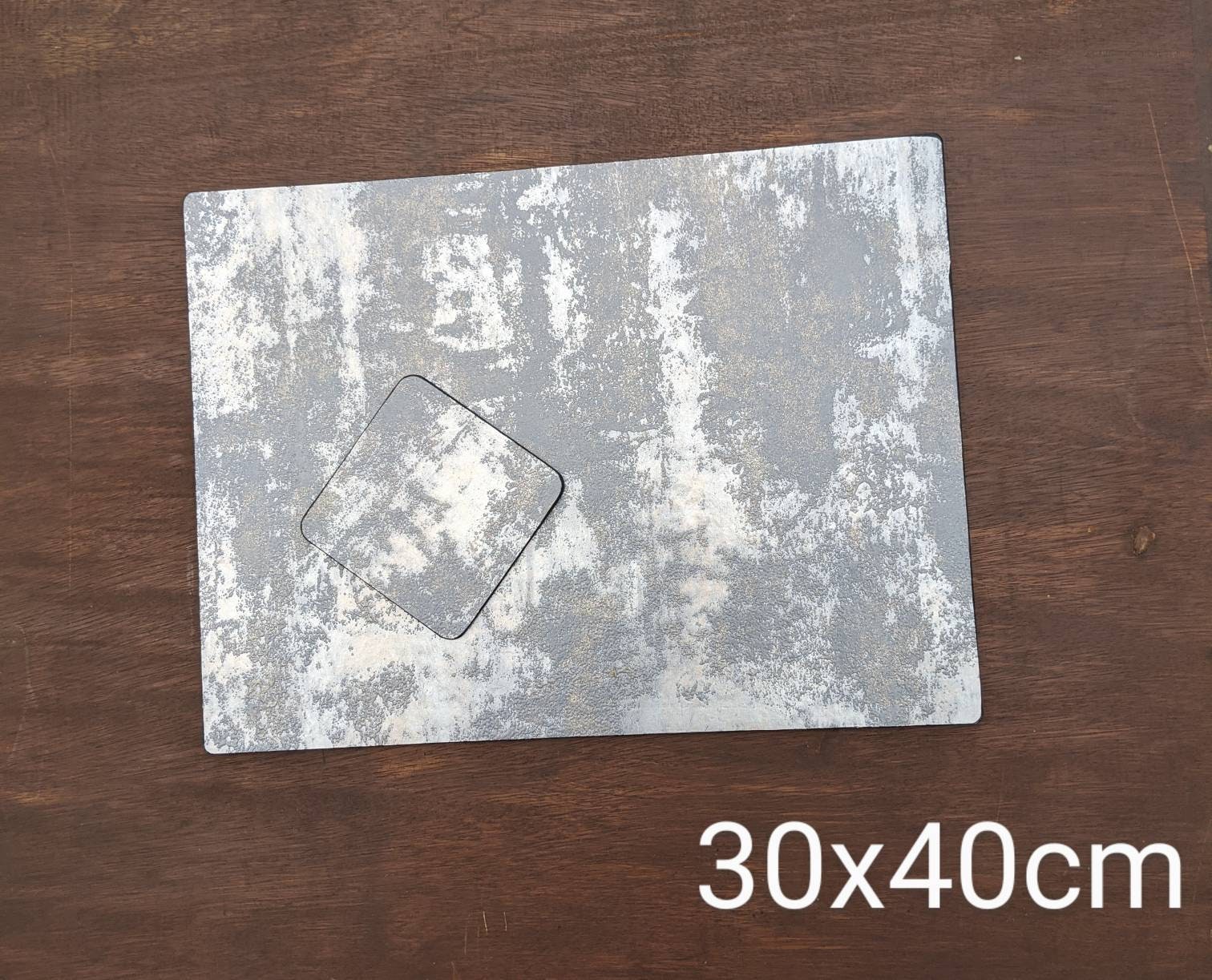 Silver Placemats Rectangle Placemats Textured Stone Effect Etsy