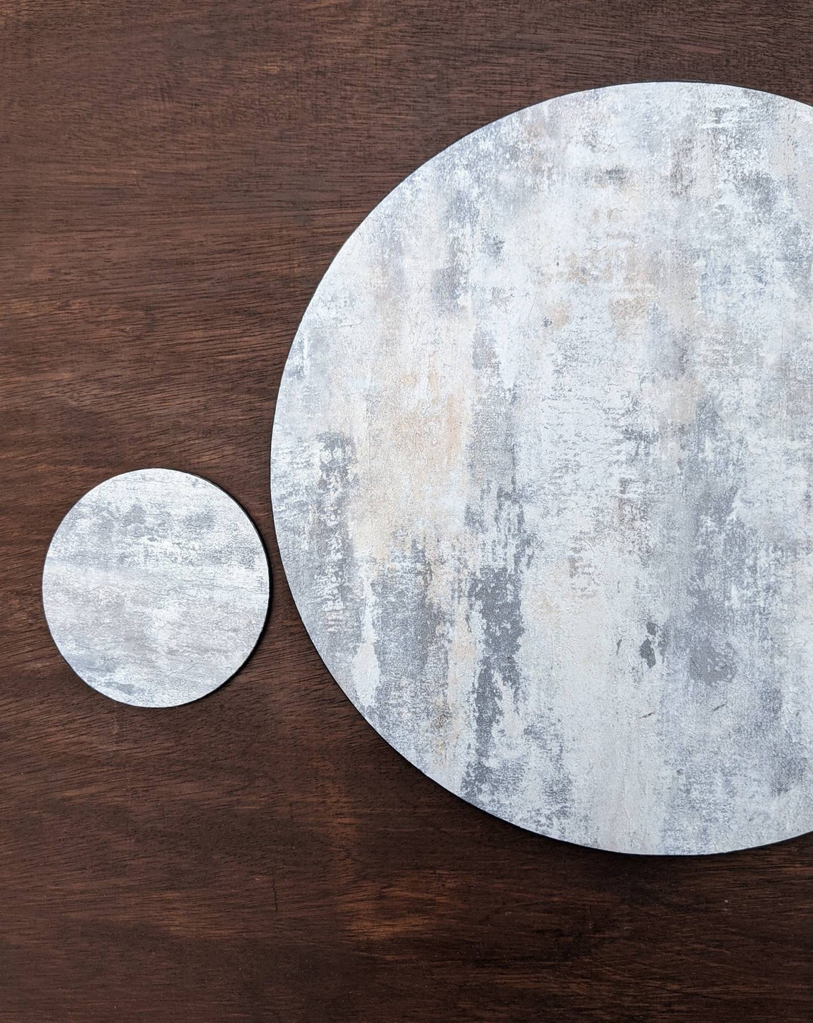 Grey Placemats Round Placemats Textured Stone Effect Placemats Etsy