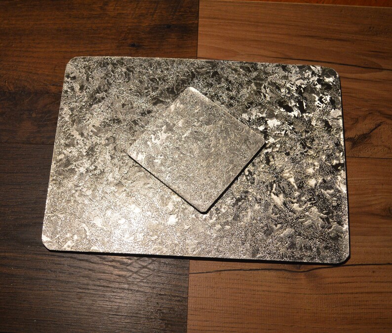 Luxury Grey Silver Foiled Placemats Coasters Abstract Metallic Etsy UK