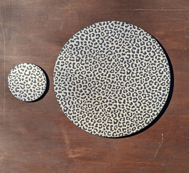 Luxury Gold Placemats Leopard Print Coasters Textured Metallic Etsy UK