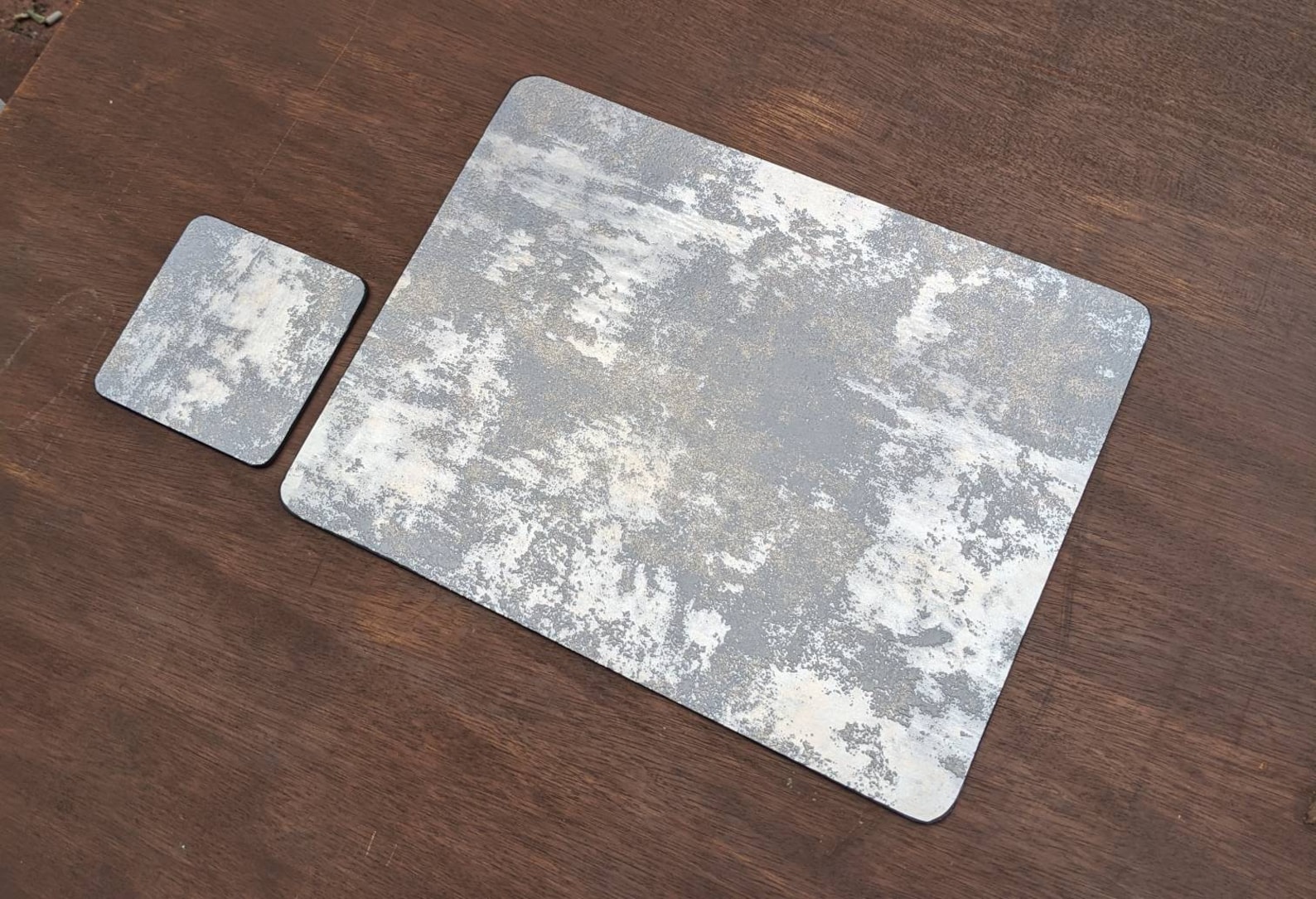 Silver Placemats Rectangle Placemats Textured Stone Effect Etsy