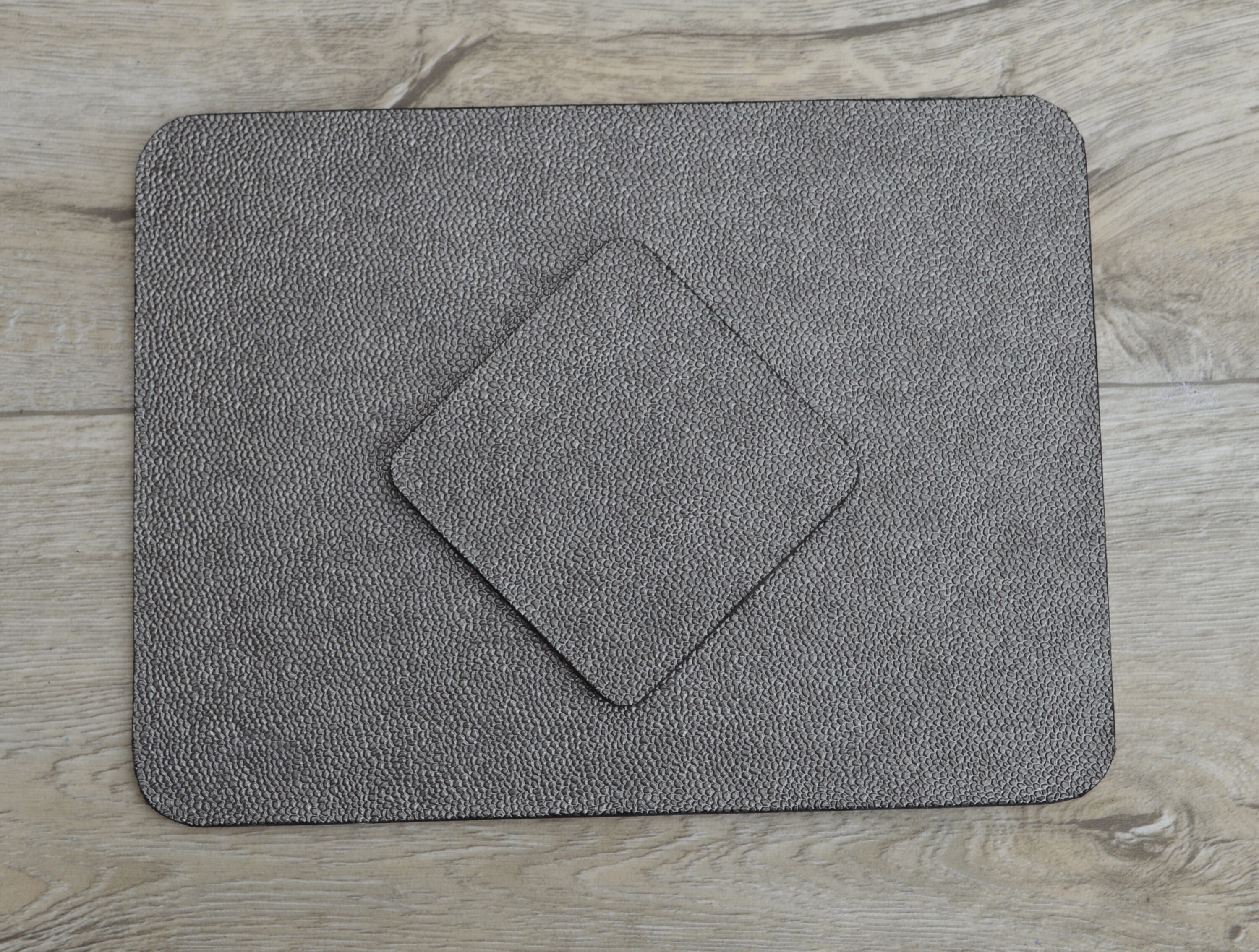 Luxury Gunmetal Silver Faux Leather Placemats & Coasters Black Etsy