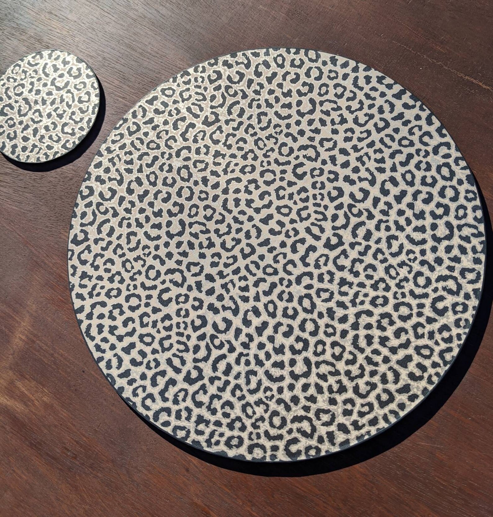 Luxury Gold Placemats Leopard Print Coasters Textured Metallic Etsy UK