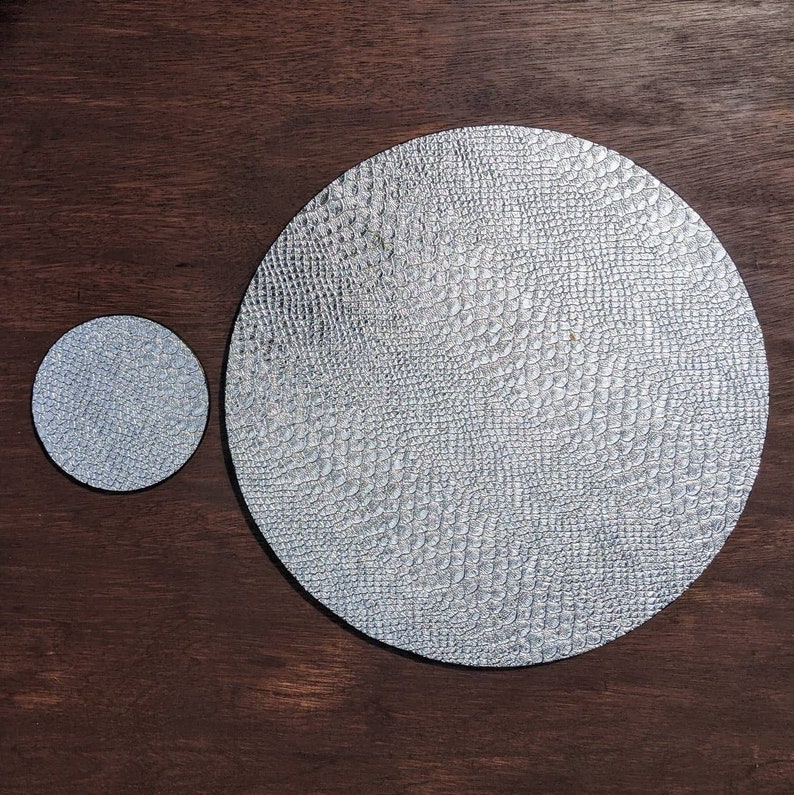 Luxury Silver Placemats Mock Croc Faux Leather Coasters Etsy