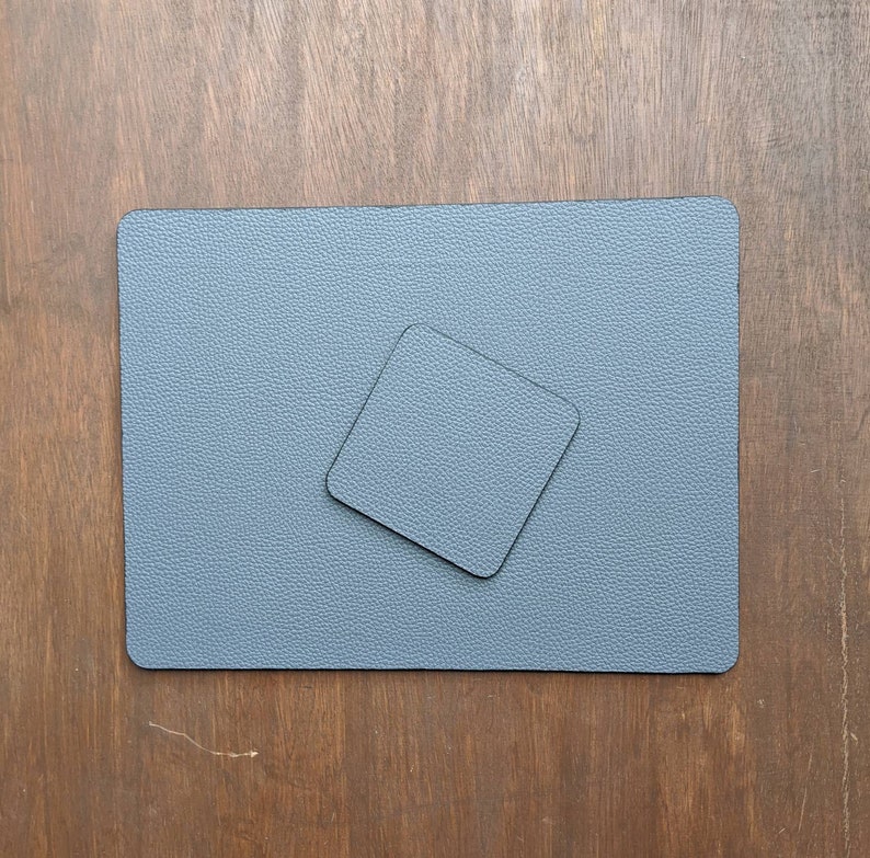 Luxury Deep Grey Faux Leather Placemats & Coasters Black Etsy
