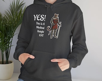 Medieval Knight Cat Hoodie | Fantasy Cat Lover Graphic Sweatshirt