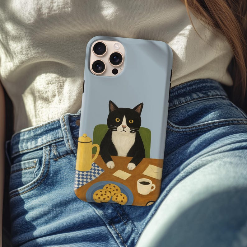 Tuxedo Cat Breakfast Phone Cases | Phone Case For iPhone Air iPhone 17 16 15 14 13 12 11 iPhone Pro/Pro Max Case iPhone Mini Case XR XS MAX image 7