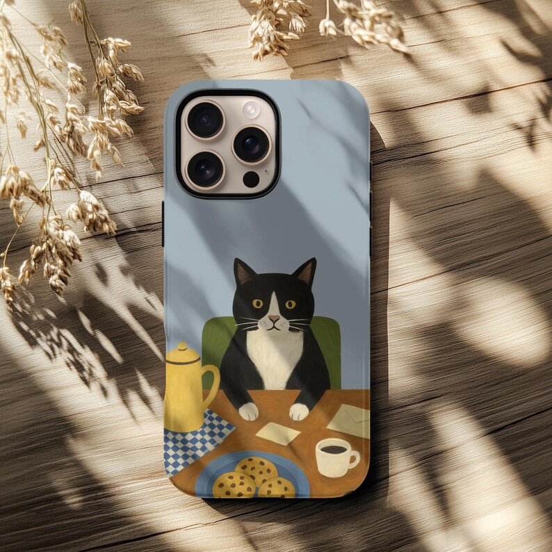 Tuxedo Cat Breakfast Phone Cases | Phone Case For iPhone Air iPhone 17 16 15 14 13 12 11 iPhone Pro/Pro Max Case iPhone Mini Case XR XS MAX image 3
