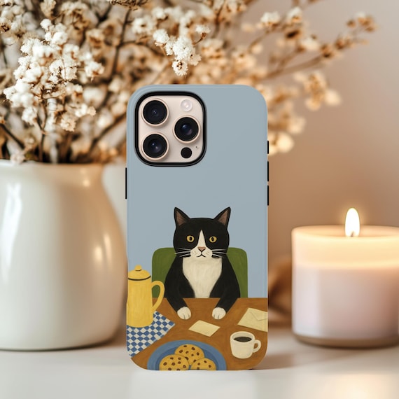 Tuxedo Cat Breakfast Phone Cases | Phone Case For iPhone Air iPhone 17 16 15 14 13 12 11 iPhone Pro/Pro Max Case iPhone Mini Case XR XS MAX