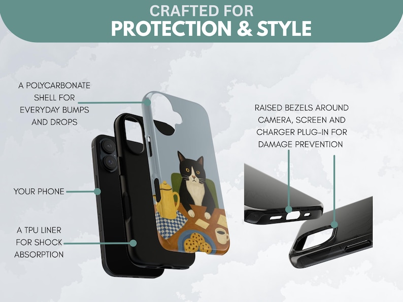 Tuxedo Cat Breakfast Phone Cases | Phone Case For iPhone Air iPhone 17 16 15 14 13 12 11 iPhone Pro/Pro Max Case iPhone Mini Case XR XS MAX image 4