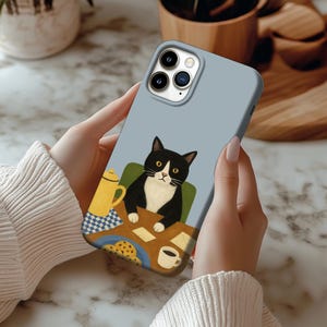 Tuxedo Cat Breakfast Phone Cases | Phone Case For iPhone Air iPhone 17 16 15 14 13 12 11 iPhone Pro/Pro Max Case iPhone Mini Case XR XS MAX image 2