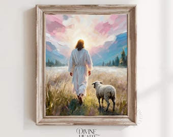 Quadro de parede com Jesus, decoração cristã para casa, arte religiosa, pôster com versículo bíblico, arte inspirada na fé espiritual para sala de estar, quarto ou escritório.