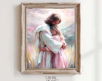 Jesus Holding Child Art - Printable Christian Wall Art, Modern Religious Decor, Jesus Christ Painting, Inspirational Home Decor 26
