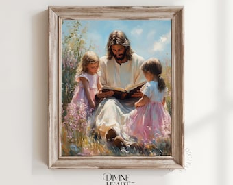 Jesus with Children Art Print: Christian Home Decor (Digital Download)