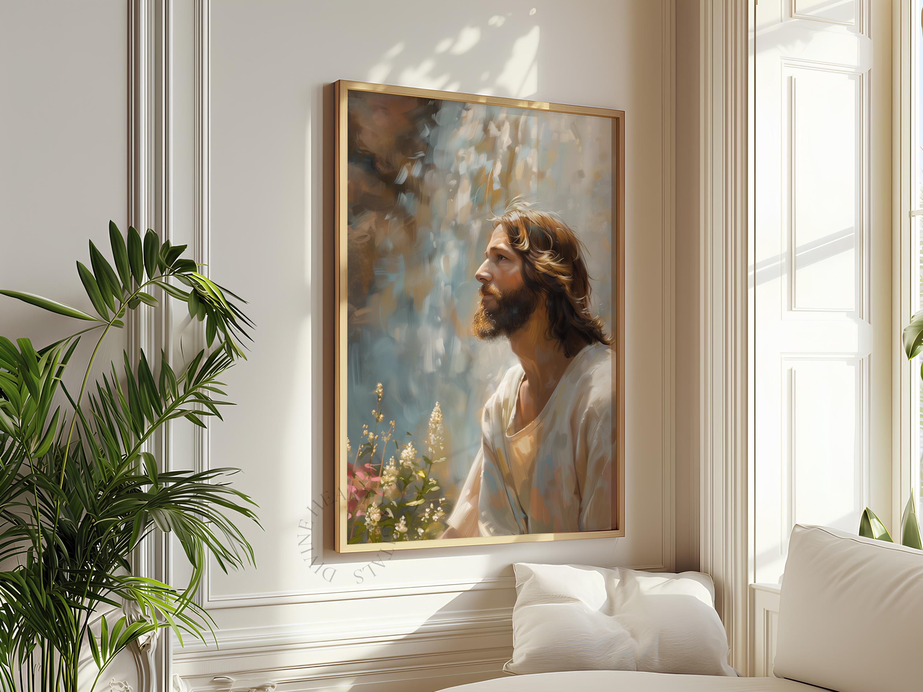 Spiritual Printable Jesus Christ Portrait - Serene Profile Art ...