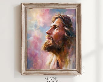 Jesus Portrait Painting - Printable Christian Wall Art, Delicate Jesus Artwork, Modern Religious Decor, Jesus Christ Canvas Print