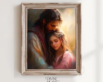 Jesus Comforting Portrait - Printable Christian Wall Art, Jesus Christ Art, Modern Spiritual Decor, Religious Home Print, Faith Art 42