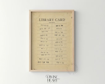 Vintage Bibliothek Karte druckbare Wandkunst literarisch, literarische Dekoration, Retro Leseecke Kunst, antiker Druck, Buchliebhaber, digitaler Download 400
