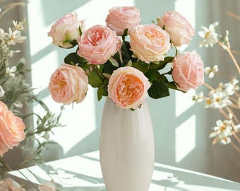 Real Touch Rose Stem  17" | Silk Faux Rose | Lifelike Artificial Flower For Decoration