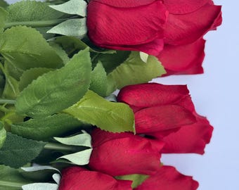 Real Touch Artificial Rose Stem | Lifelike Faux Rose | Silk Closed Bud Rose for Wedding Bouquets, Centerpieces & Home Decor