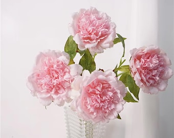 Real Touch Light Pink Peony Stem – 22" Artificial Flower for Home Decor, Wedding Bouquet