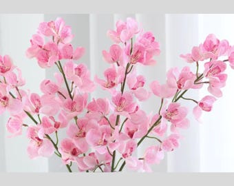 Real Touch Artificial Orchid Stem, 31 Inch Pink Silk Flower Arrangement