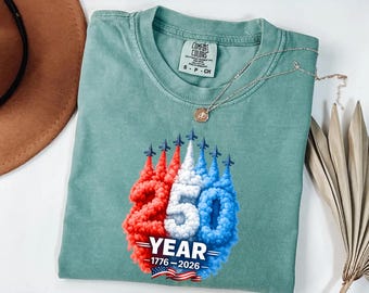 Fighter Jet 250 Year Semiquincentennial Shirt, 1776 2026 Patriotic Airshow Tshirt, Red White Blue Smoke Tee, 4th of July Jet Apparel