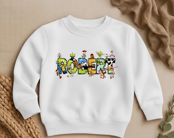 Personalized Toy Storyline Birthday Sweatshirt, Custom Name Playroom Friends Kids Sweater