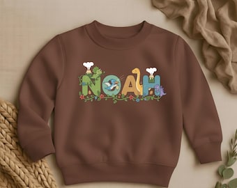 Personalized Dinosaur Birthday Sweatshirt for Kids, Custom Name Dino Toddler Pullover