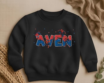 Custom Spiderman Kids Sweatshirt, Personalized Superhero Boy Sweater,  Birthday Boy Gift