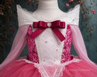 Costume di Halloween per bambini Aurora, travestimento da Bella Addormentata, abito da festa da principessa, abbigliamento di lusso per bambine