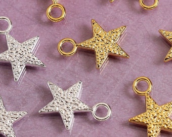 Gold Silver Star Charms, Star Charm, Star Findings, Star Pendant, 20.5mm x 15mm (R9-094)