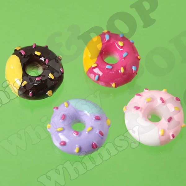 NEW Kawaii Donuts, Sprinkle Icing Doughnut Donut Decoden Resin Flatback Charms, Flat Back Embellishment, Donut Cabochons, 21mm (R5-031)