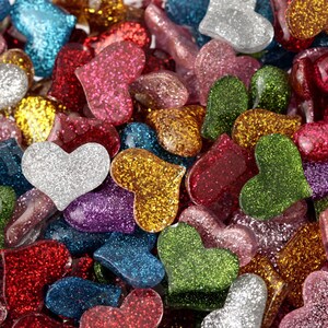 Glitter Heart Cabochons, Decoden Charms, Glitter Hearts, Resin Cabochons, Heart Cabochons image 2