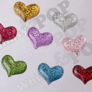 Glitter Heart Cabochons, Decoden Charms, Glitter Hearts, Resin Cabochons, Heart Cabochons image 1