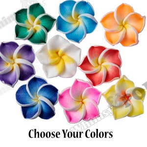15mm Plumeria Flower Beads, Fimo Clay Plumeria Beads, Drilled Flowers, 15mm Flower Beads, Hawaiian Beads, 1mm Hole Black Pink Red White Blue