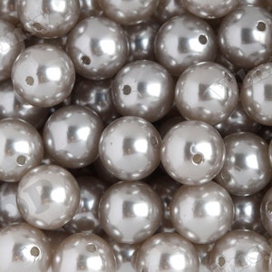 Pearl Metallic Silver Gray Gumball Beads, Chunky Pearl Beads, 20mm Pearl Beads, Pearl Gumball Beads, Bubble Gum Beads, 2MM Hole image 5