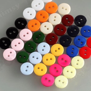 Small Colorful Resin Buttons, 10mm Sewing Buttons for Crafting, 2 Hole Buttons, 3/8&quot; Rainbow Buttons, Sewing Supplies, Pink Plastic Buttons
