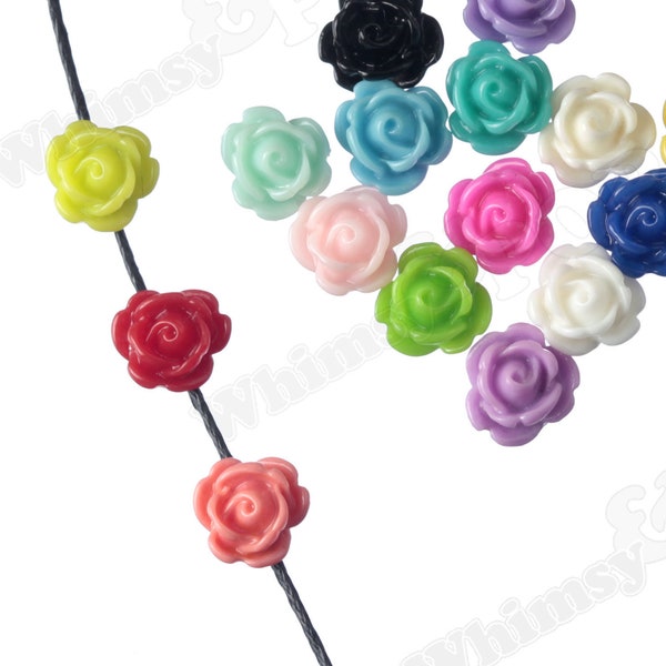 9mm Flower Beads, Cute Small Rose Beads, Drilled Crafting Flower Beads, Necklace Flowers, Bracelet Flowers, 10mm Flower Beads, 1mm Hole