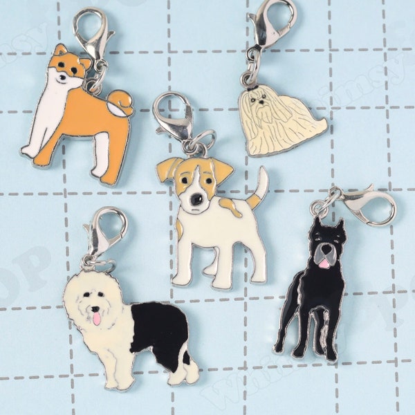 1 - Jack Russell Terrier Dog Enamel Charm, Great Dane Dog Charm, Pet Charm, Shiba Inu Charm, Shepherd Dog Charm, Animal Jewelry, Pet Collar