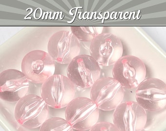 20mm - 10 PACK of Pale Pink Beads, 20mm Transparent Gumball Beads, Bubble Gum Beads, 20mm Chunky Beads, 20mm Bubblegum Bead, Clear Beads